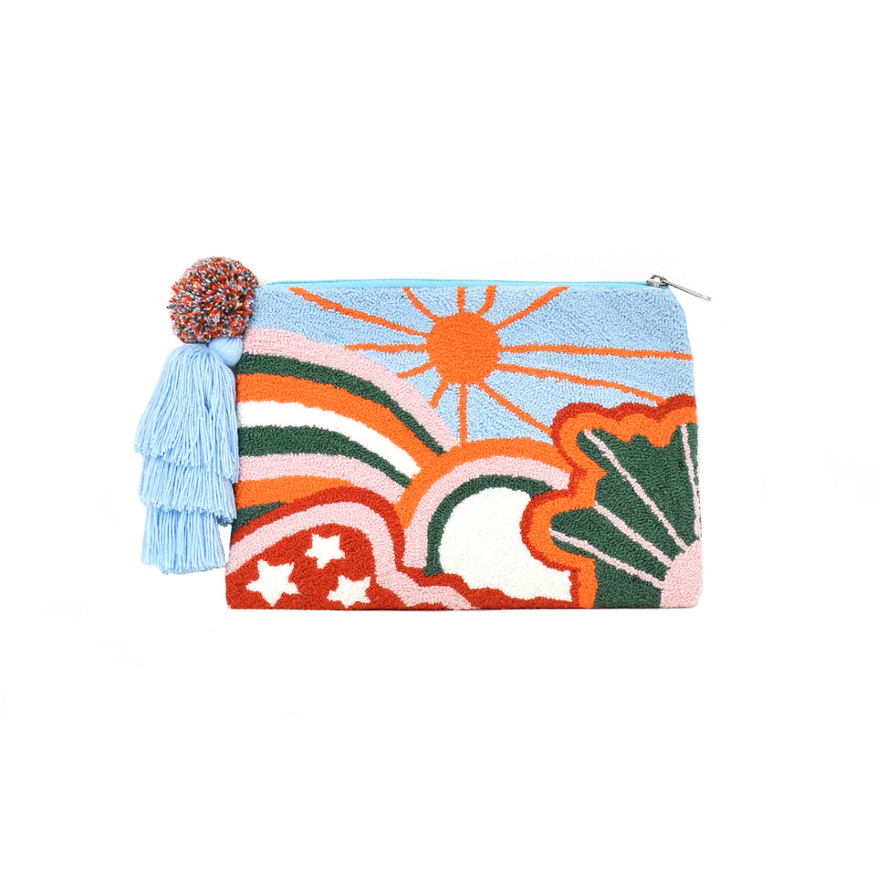 Sky Blue Celestial Tapizada Clutch - Large Size