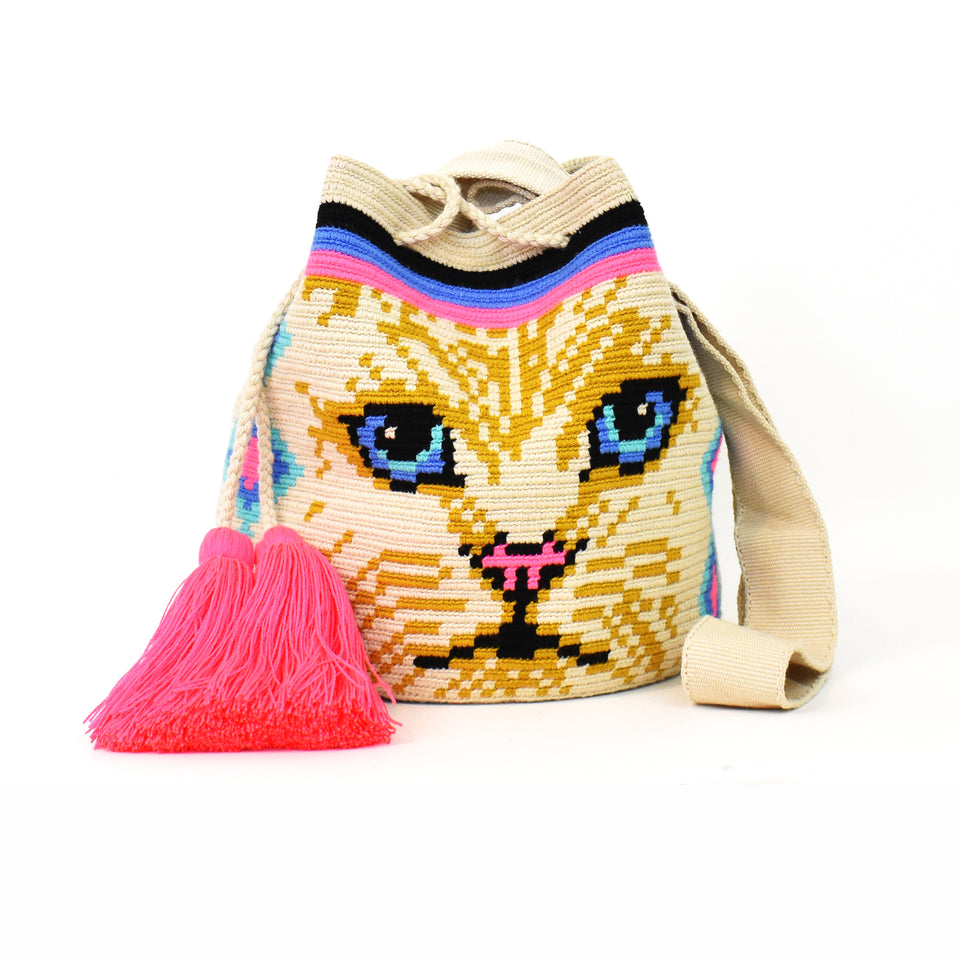 House Cat Wayuu Mochila Bag - Pink
