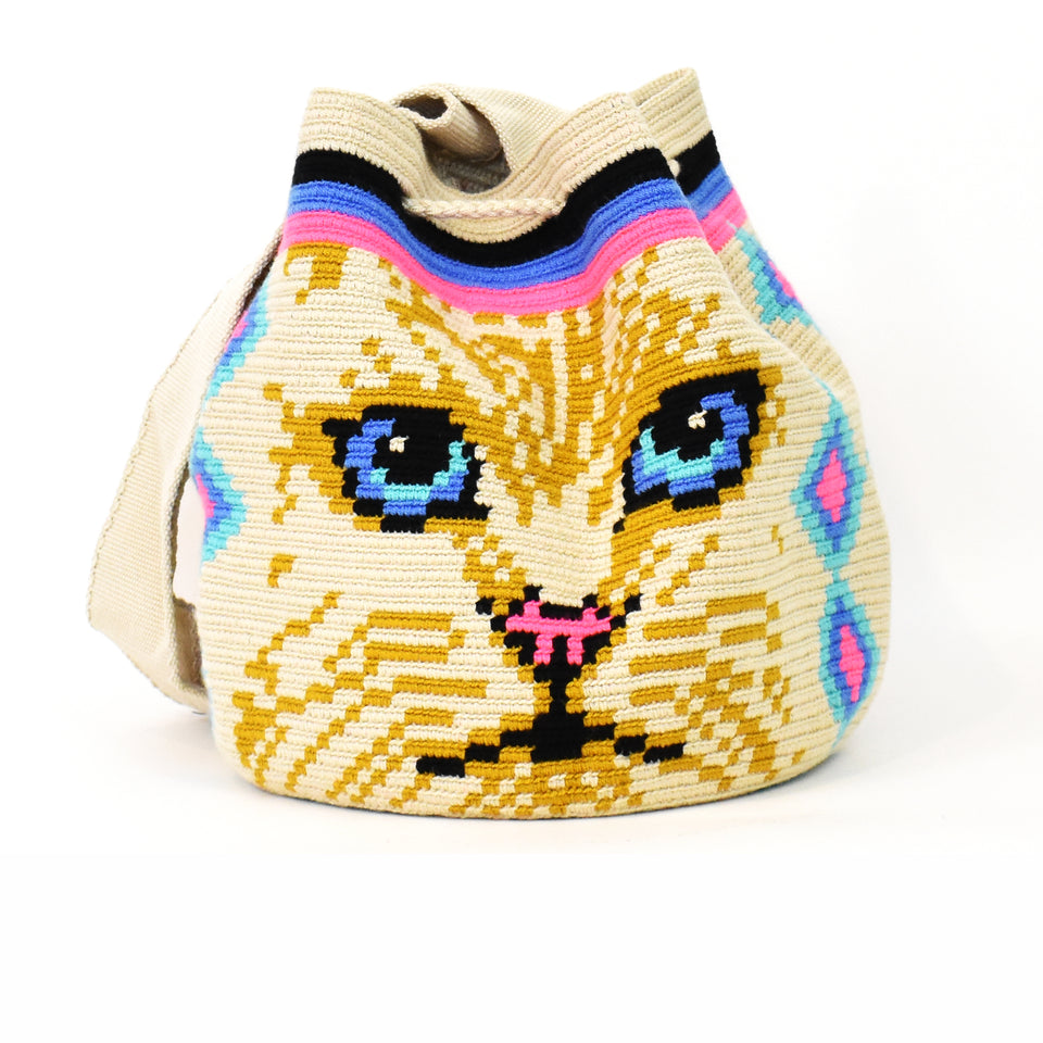 House Cat Wayuu Mochila Bag - Pink