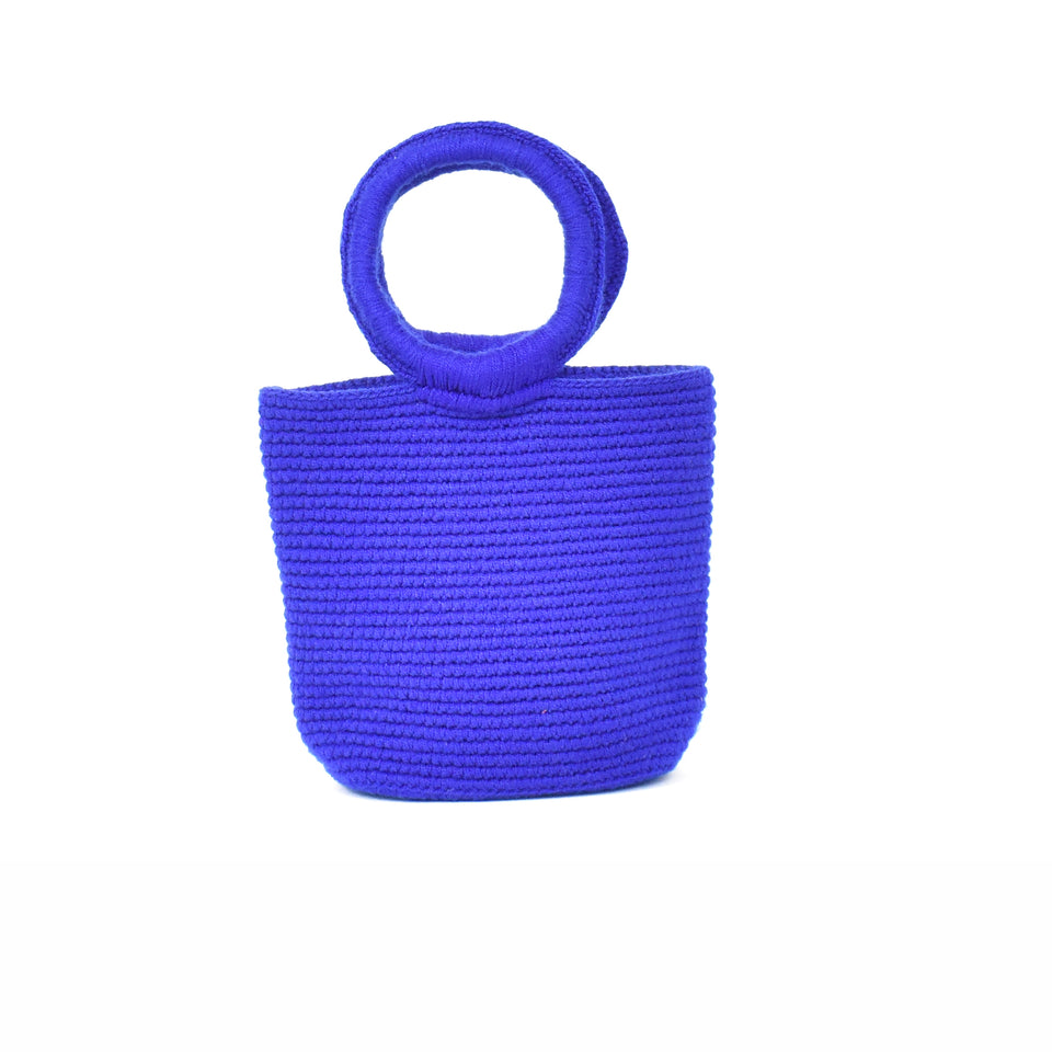 Woven Mini Tote/Wristlet - Cobalt