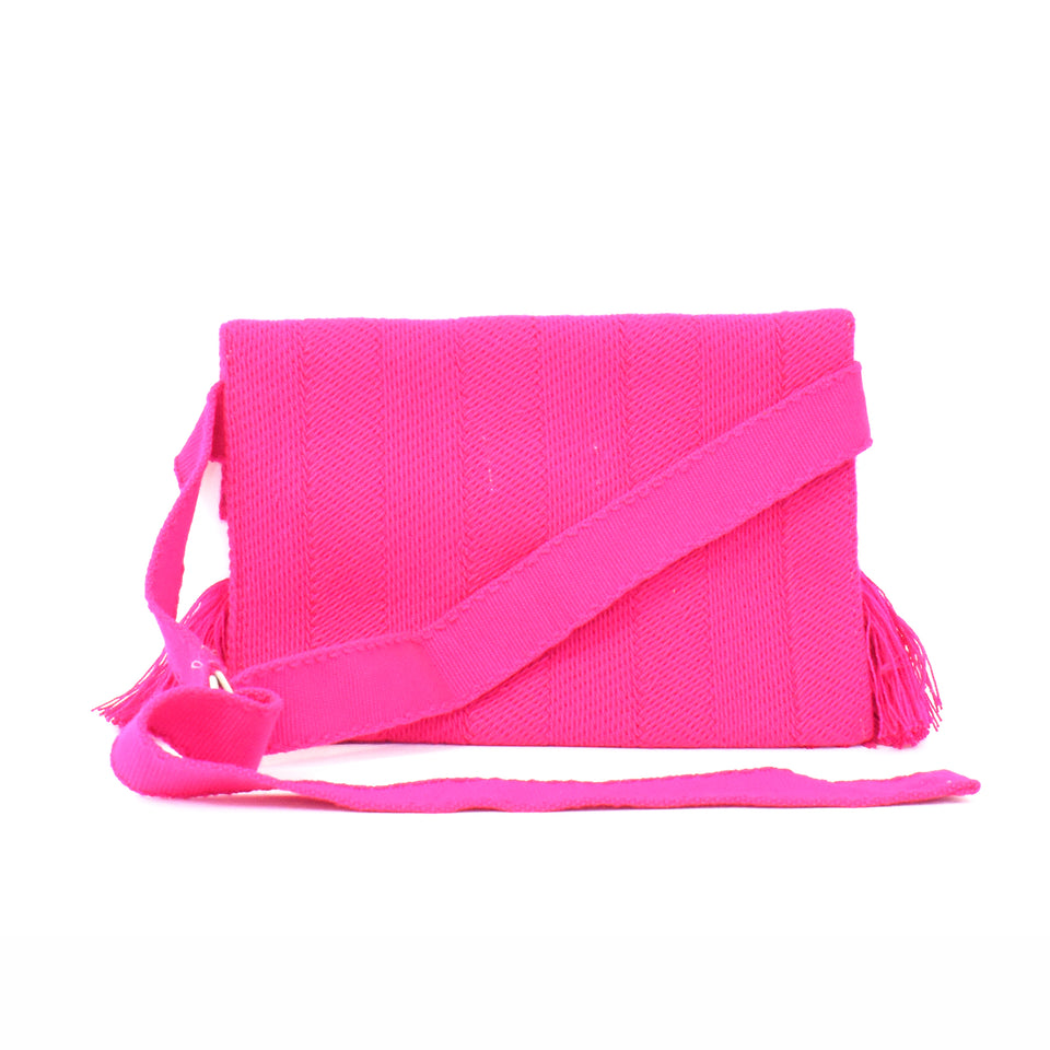 Fringe Clutch and Crossbody Clutch Purse - Hot Pink