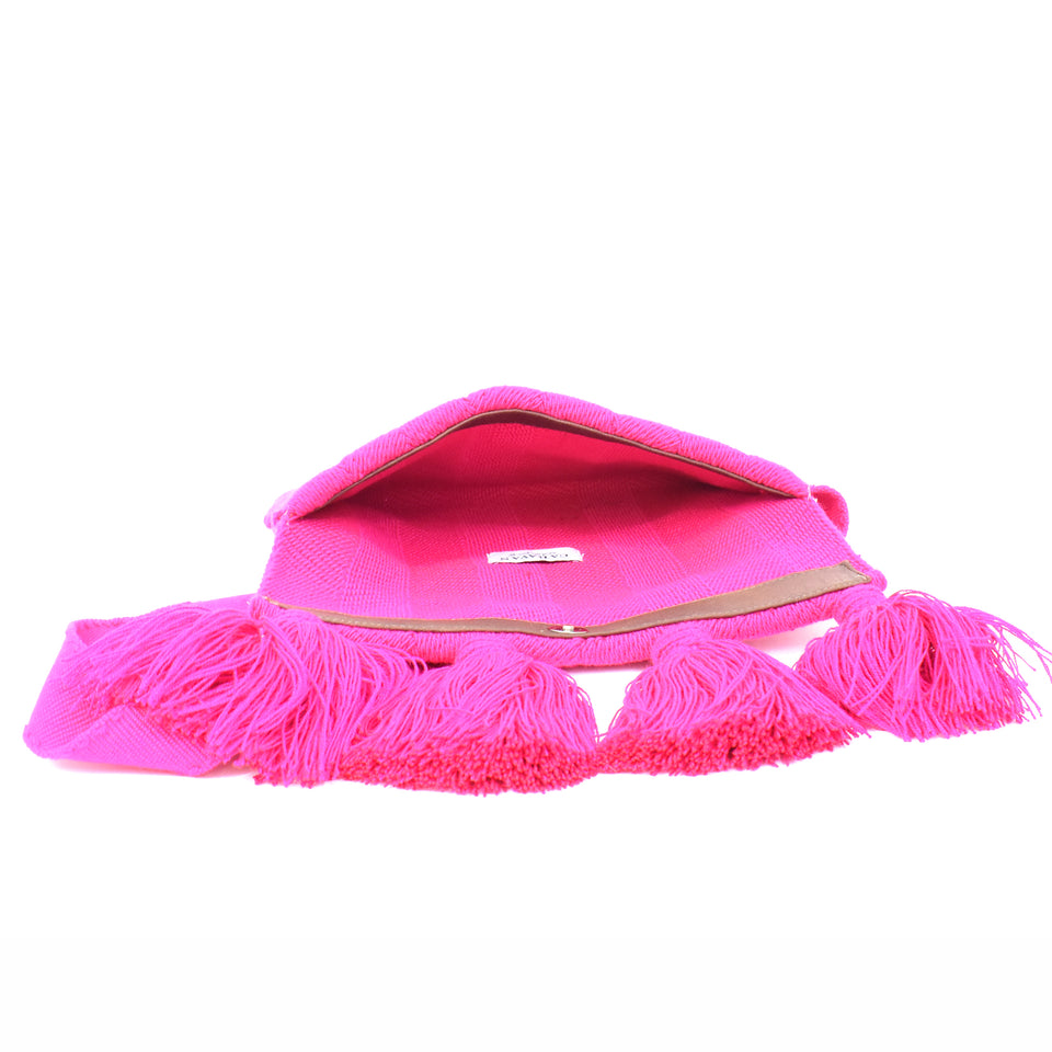Fringe Clutch and Crossbody Clutch Purse - Hot Pink