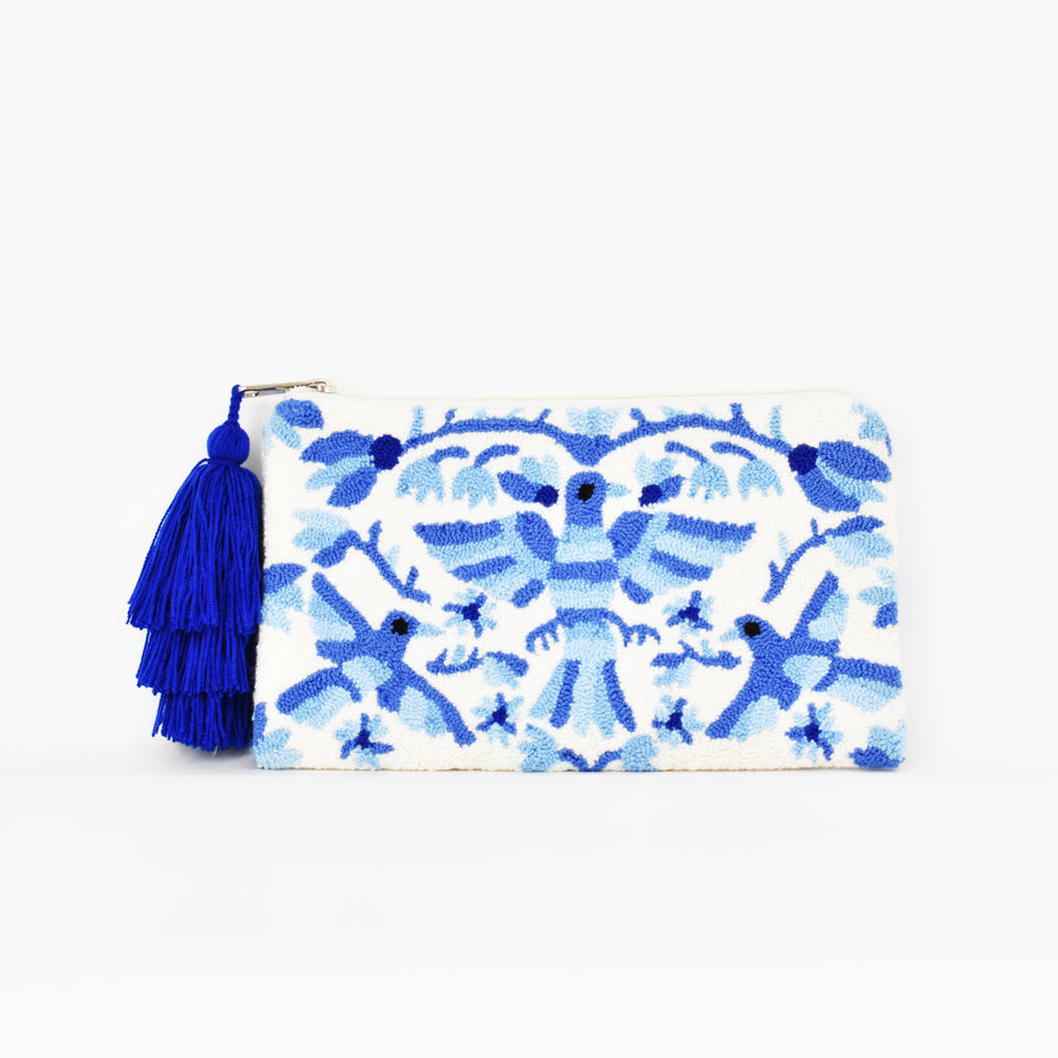 Otomi Tapizada Clutch - Blue/Cream