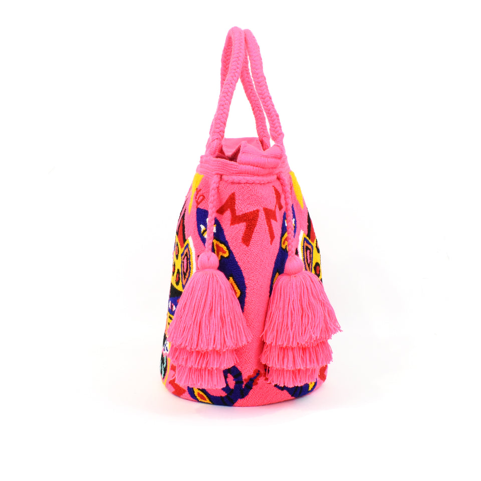 Big Cat Tapizada Tote - Hot Pink