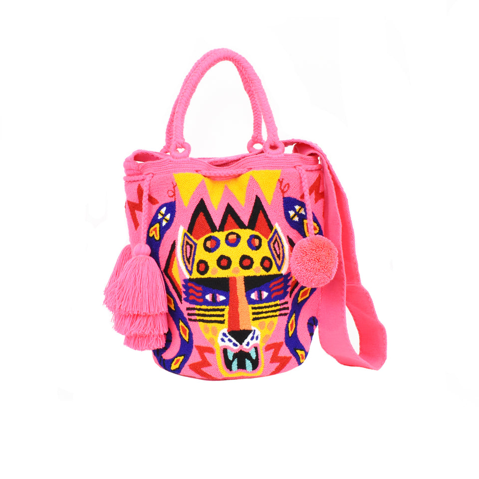 Big Cat Tapizada Tote - Hot Pink