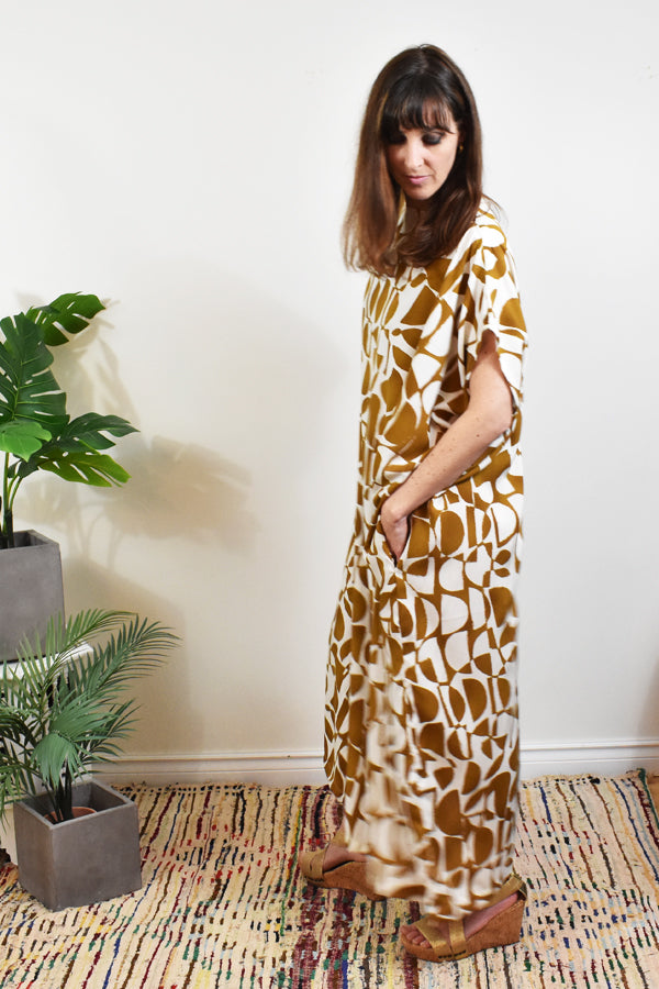 The Resort Caftan - Picasso Print-Rust