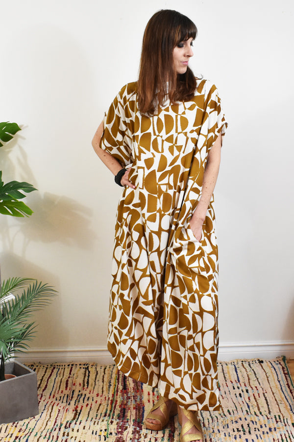 The Resort Caftan - Picasso Print-Rust