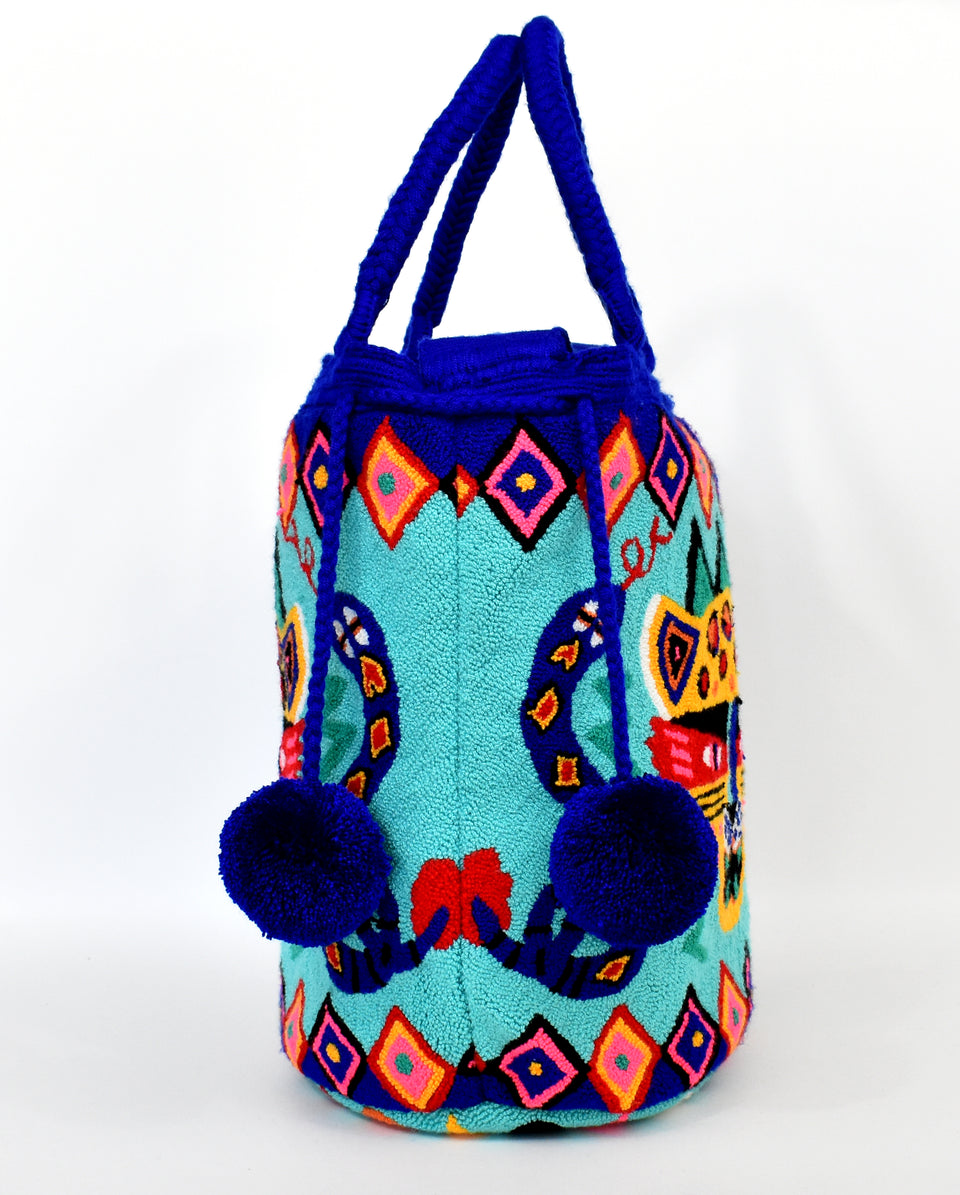 Big Cat Tapizada Tote - Cobalt