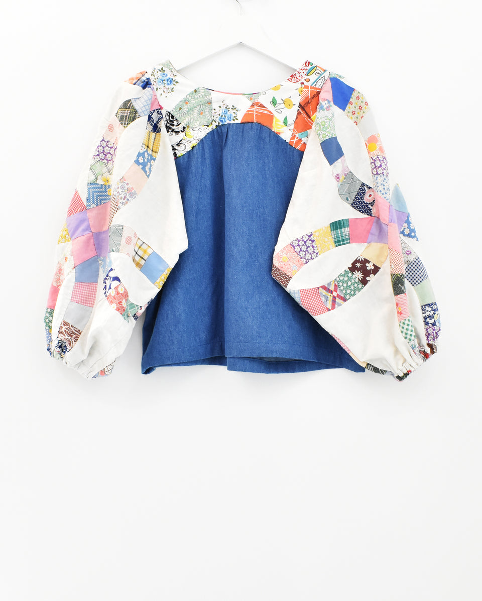Leilani Top - Wedding Ring Quilt - Prairie Sky Medium Wash Denim