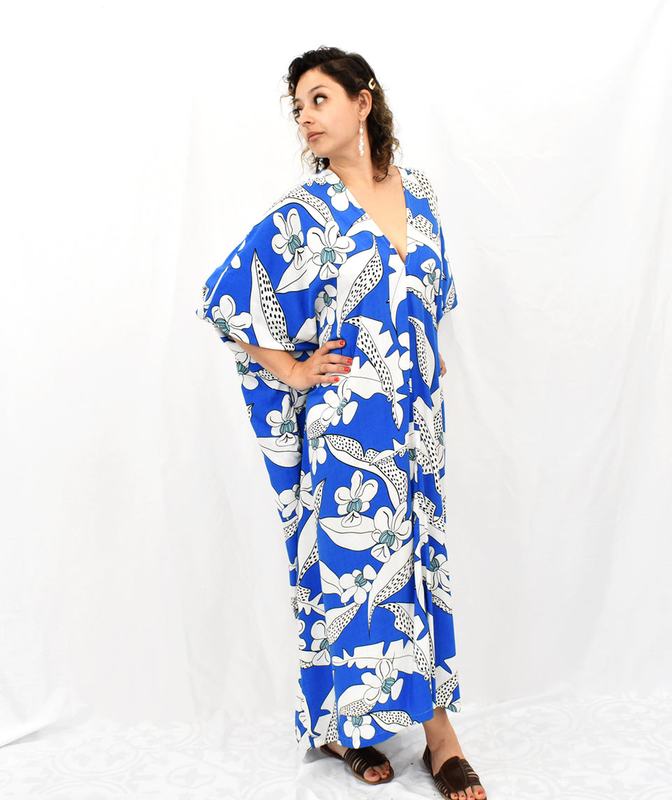 Flora Caftan-Tropical Blue